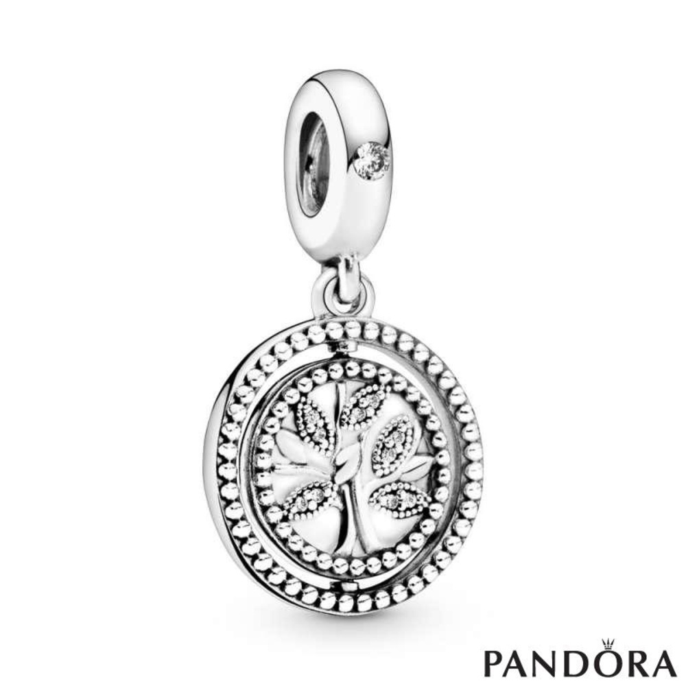 NEW RARE Pandora 925 SS FAMILY IS THE TREE OF LOVE Charm ROTATABLE GEMS GORGEOUS